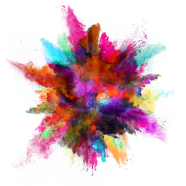 istock Explosion of colored powder on white background 506901160