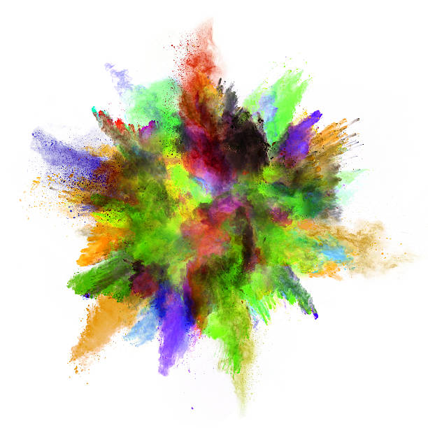 istock Explosion of colored powder on white background 506901256