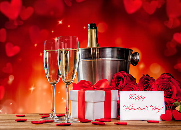istock Valentines still life with champagne and roses 506901630
