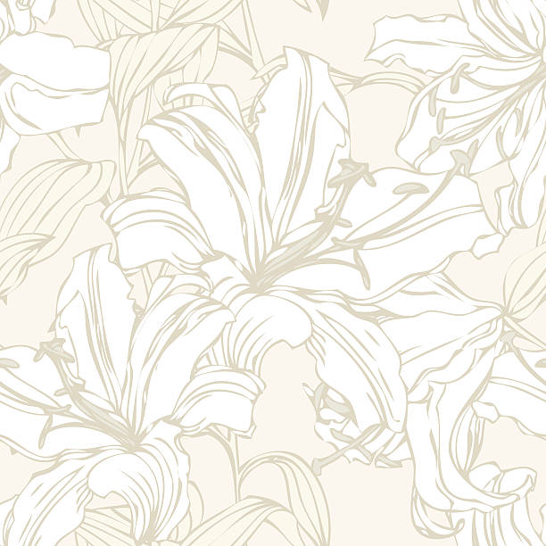 Seamless pattern with flowers lily vector art illustration