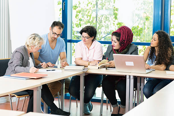 istock students and teacher  in classroom working with digital tablet 506903214