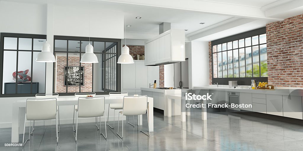 Artist Loft Kitchen Stock Photo - Download Image Now - Kitchen