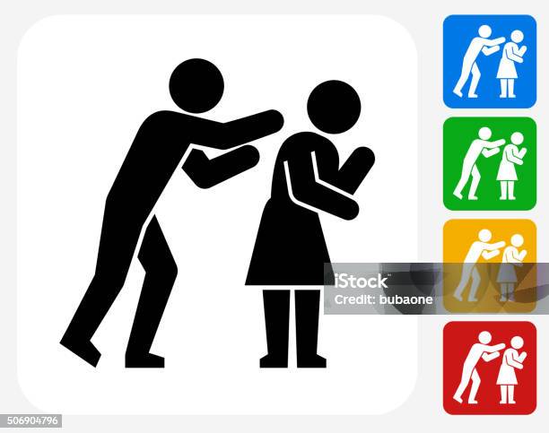 Domestic Violence Icon Flat Graphic Design Stock Illustration - Download Image Now - Violence, Women, Icon Symbol