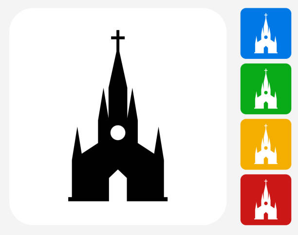 キリスト教グラフィックデザインアイコンフラット - church steeple vector christianity点のイラスト素材／クリップアート素材／マンガ素材／アイコン素材