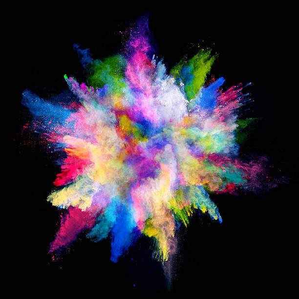 istock Explosion of colored powder on black background 506904994