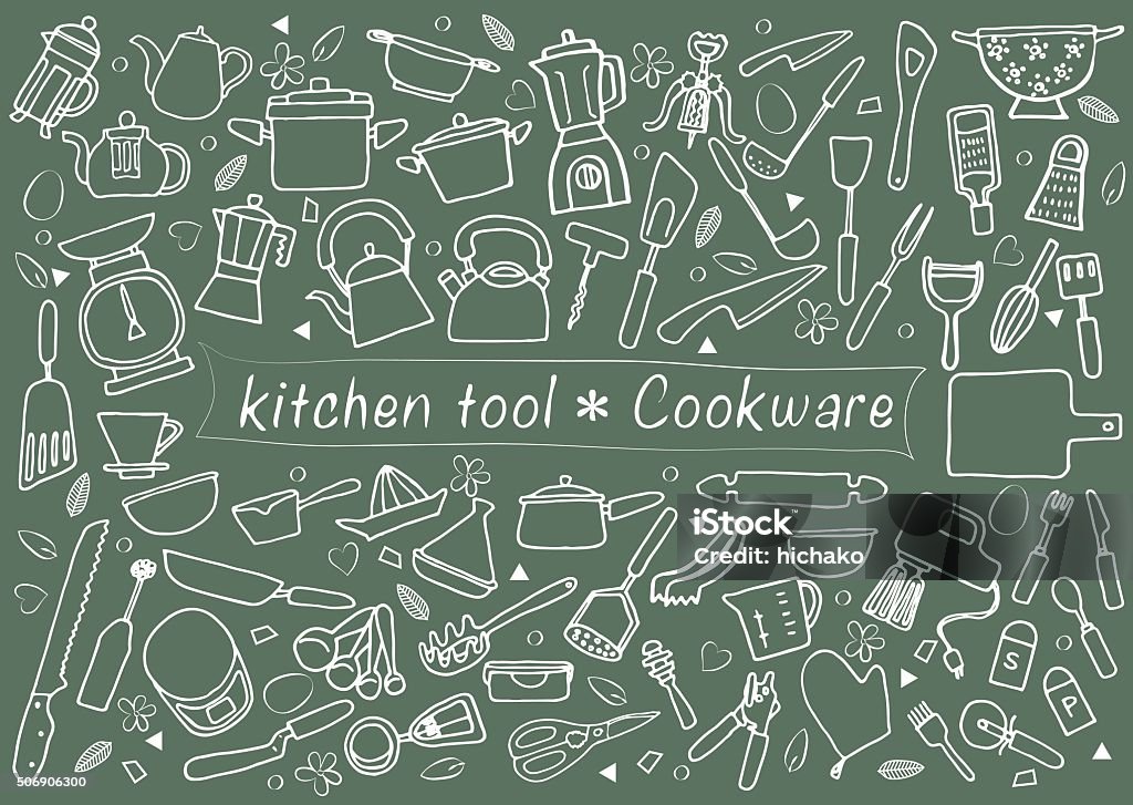 kitchentool_blackboard set of kitchen tools Icon Symbol stock vector