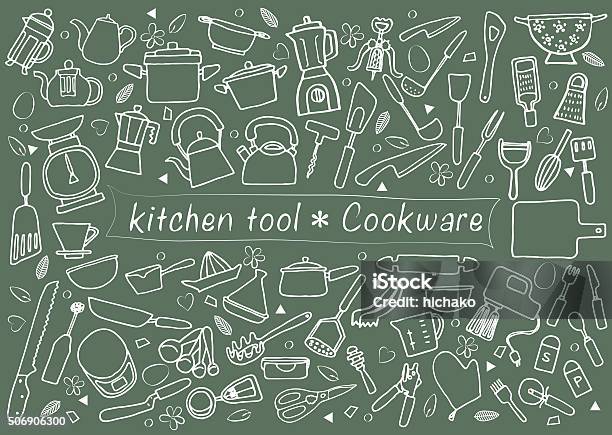 Kitchentoolblackboard Stock Illustration - Download Image Now - Icon Symbol, Mixing Bowl, Kitchen