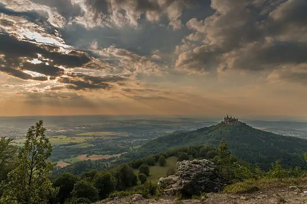 Castle Hohenzollern with view to the swabian alb