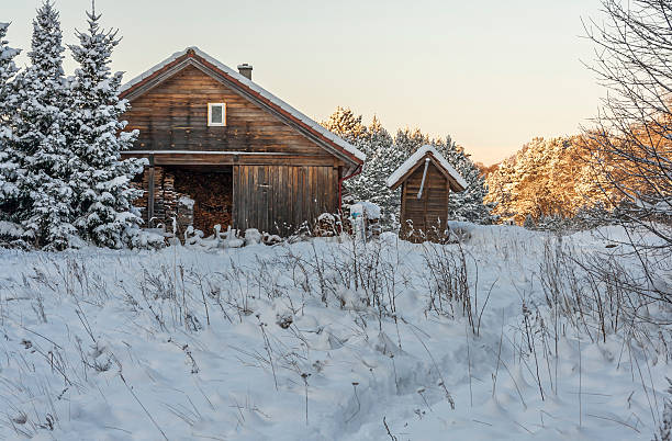 istock Wooden House In Winter Forest 506908452