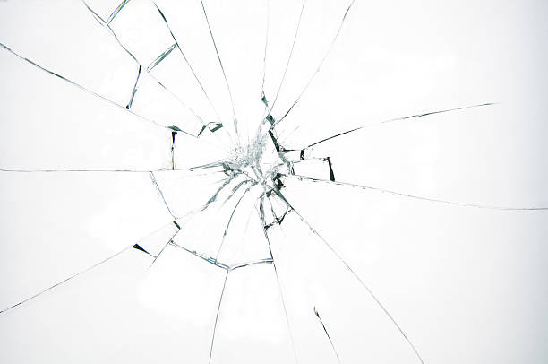 сломанный стекло на белом фоне - breaking wind стоковые фото и изображения