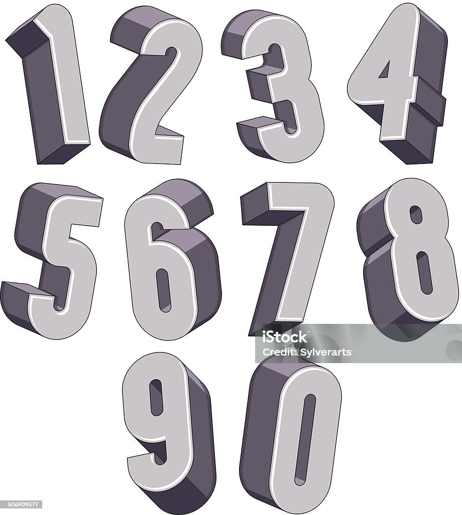 Simple 3d Number 3d Numbers Set Stock Illustration - Download Image Now - Abstract ...