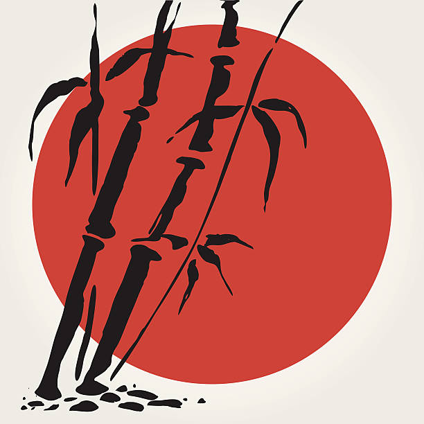 대나무 중국 스타일로 꾸며져 있습니다. - asian culture bamboo zen like red stock illustrations