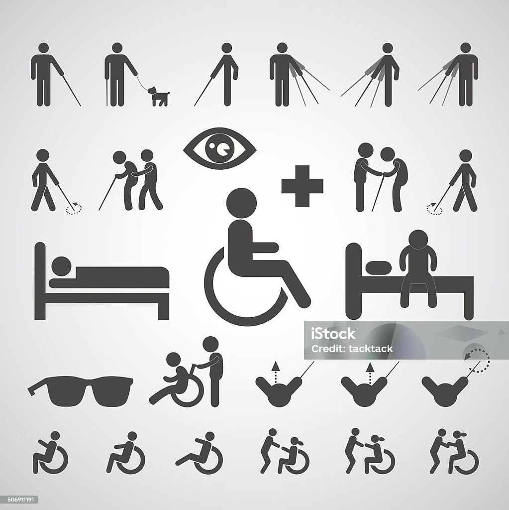 Patient Blind Disabled And Old Man Symbol Stock Illustration - Download  Image Now - Bed - Furniture, Icon, Patient - iStock