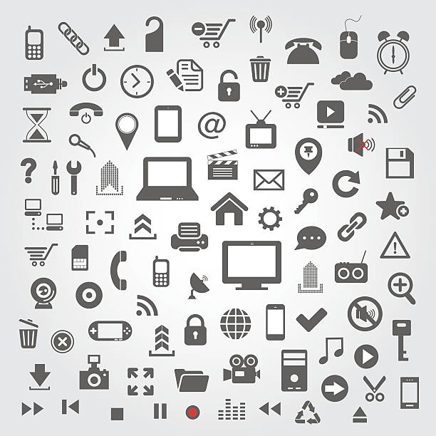 ilustrações de stock, clip art, desenhos animados e ícones de ícone de web de tecnologia - transportation symbol computer icon icon set