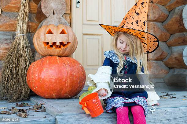 Little Witch Stock Photo - Download Image Now - Blond Hair, Girls, Halloween