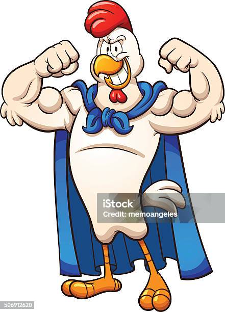 Super Chicken Stock Illustration - Download Image Now - Cape - Garment, Chicken - Bird, Muscular Build