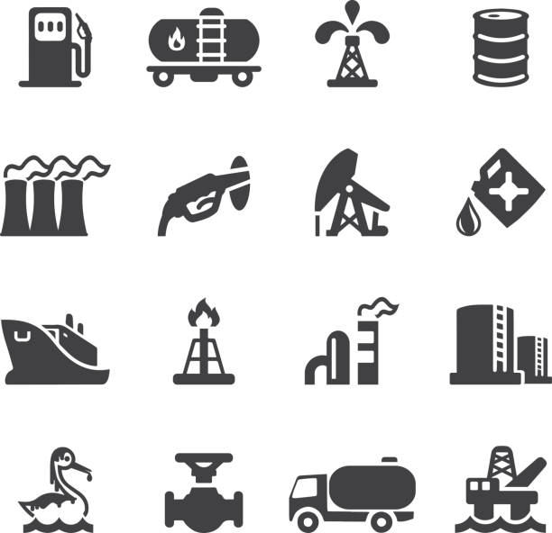 ilustrações de stock, clip art, desenhos animados e ícones de ícones da indústria de óleo de silhueta/eps10 - valve chemical plant oil industry