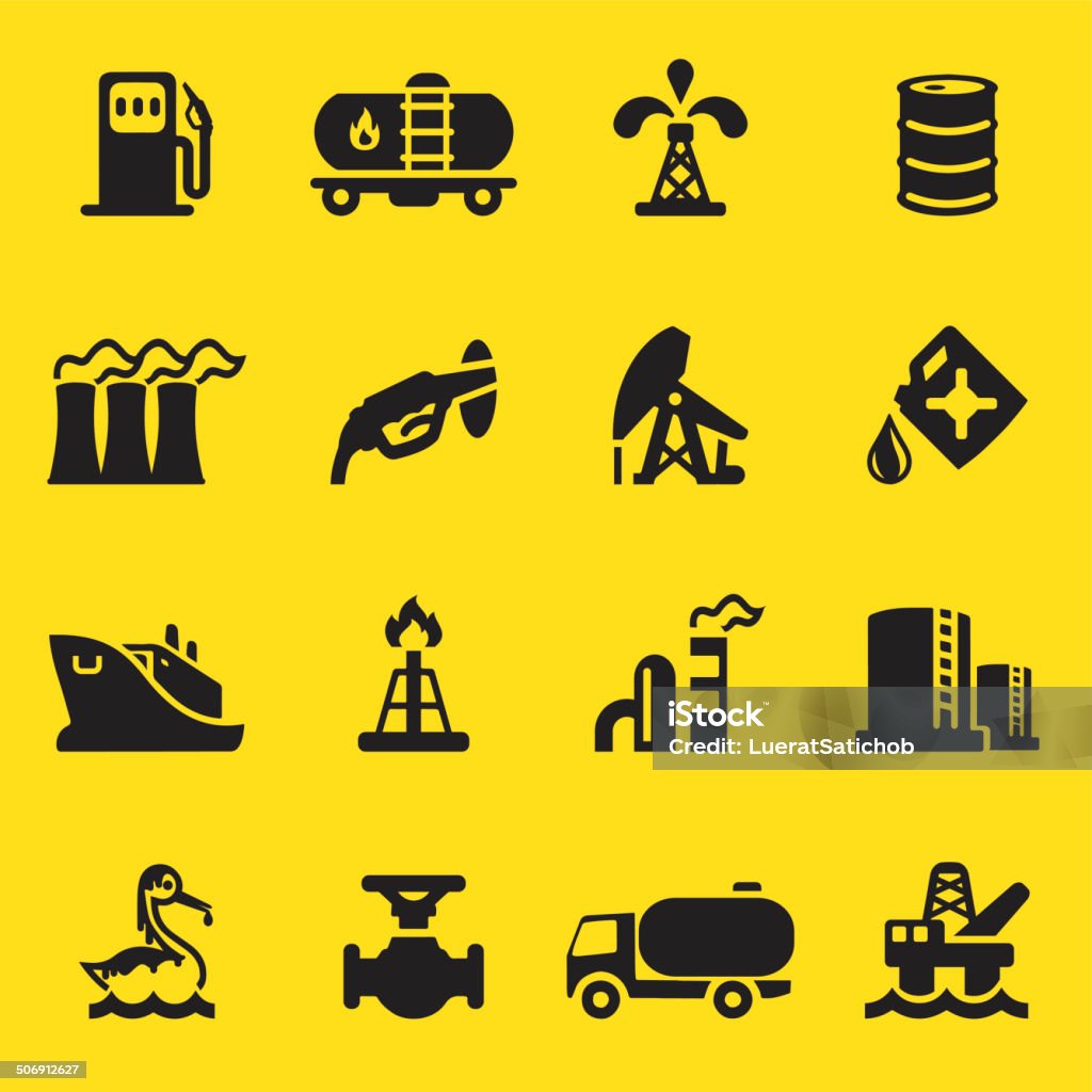 Olio industria icone/Giallo EPS10 Silhouette - arte vettoriale royalty-free di Serbatoio di carburante