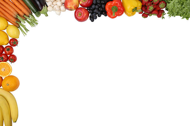 istock Food, fruits and vegetables with copyspace 506913913