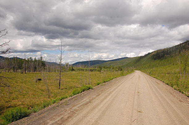 istock Gravel road Kolyma state highway outback 506914570