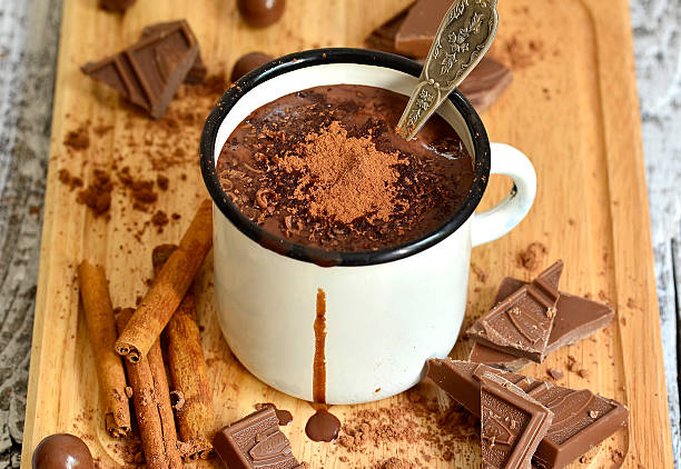 istock Hot chocolate in an enamel mug. 506915095