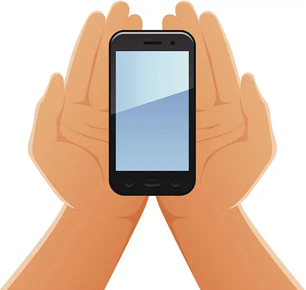 Vector illustration of Hands Holding Smartphone