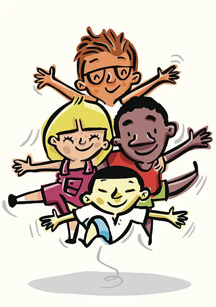 Vector illustration of Children of different races, tolerance, diversity and equality racism