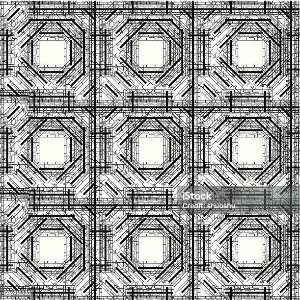 Abstract Black And White Line Check Pattern Background Stock Illustration - Download Image Now