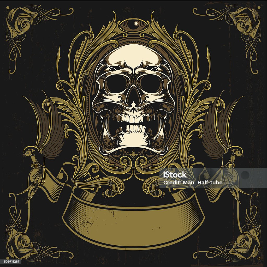 Vintage skull Skull with banner. Skull stock vector