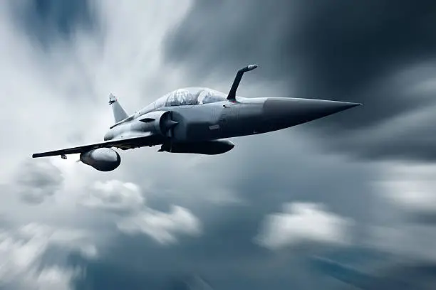 Photo of Military airplane at flying on the speed