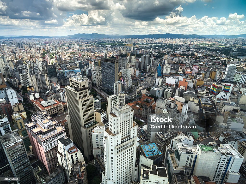 Aerial view of Sao Paulo, Brazil Banespa Building Stock Photo