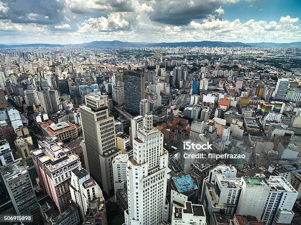 Aerial View Of Sao Paulo Brazil Stock Photo - Download Image Now - Banespa Building, Cityscape, Looking At View