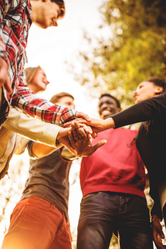 Group of teenagers volunteer happiness