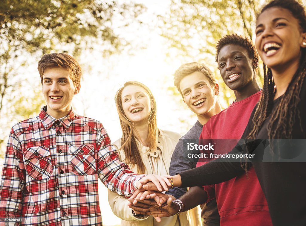 Group of teenagers volunteer happiness A Helping Hand Stock Photo