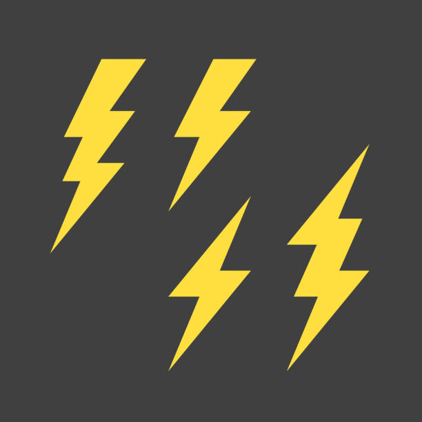雷記号セット - lightning thunderstorm flash storm点のイラスト素材／クリップアート素材／マンガ素材／アイコン素材