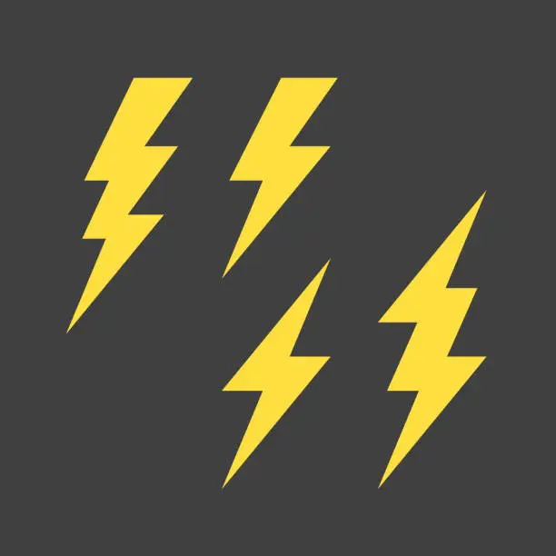 Vector illustration of Lightning symbols set