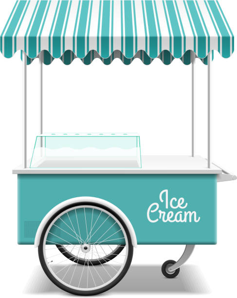 illustrations, cliparts, dessins animés et icônes de chariot à glace - chariot à roulettes