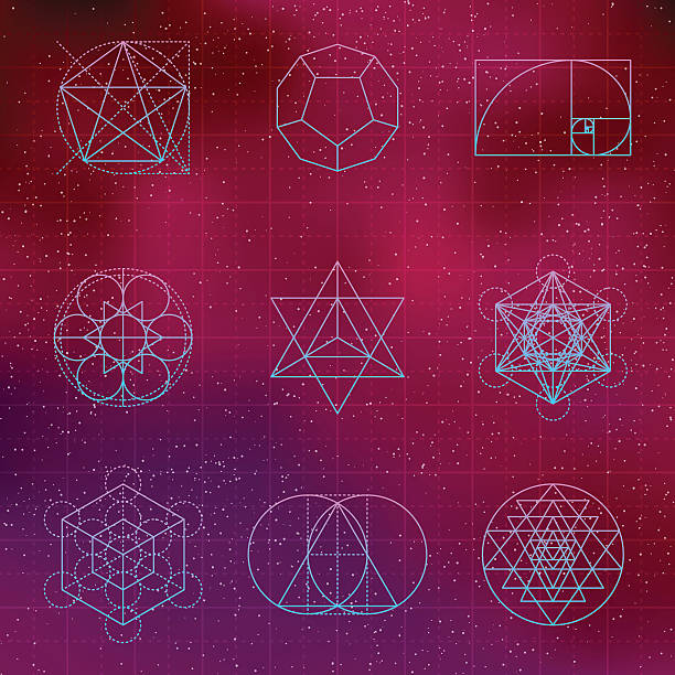 Set of Sacred Geometry Icons A set of sacred geometric icons. Sacred geometry is the belief that certain shapes prove that God created the universe according to a geometric plan. Download includes an AI10 vector EPS file as well as a high resolution JPEG (3,000 pixels in size). galaxy diagram stock illustrations
