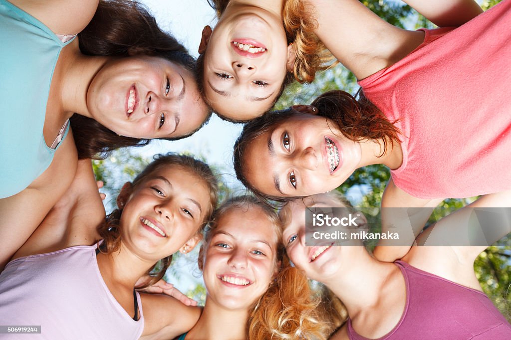 Cheerful teenage girls Close-up of cheerful teenage girls Girls Stock Photo