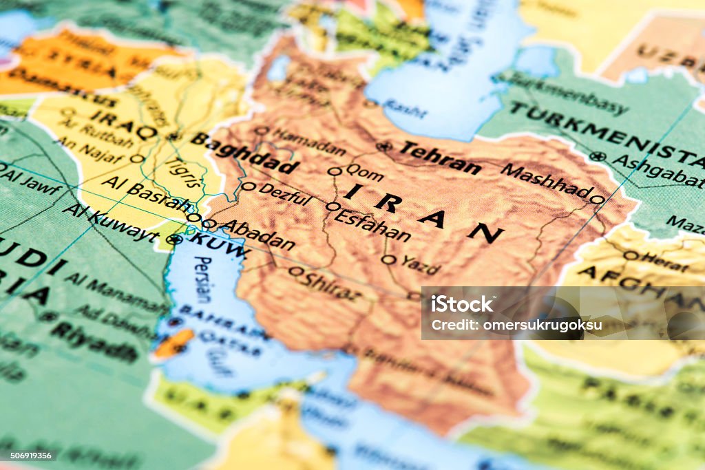 Map of Iran Map of Iran. Detail from the World Atlas. Iran Stock Photo