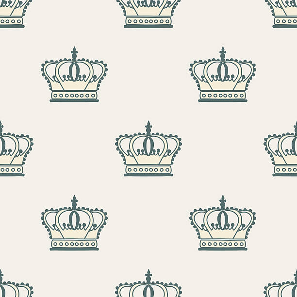 수작업 왕관 연속무늬 - seamless backdrop backgrounds crown stock illustrations