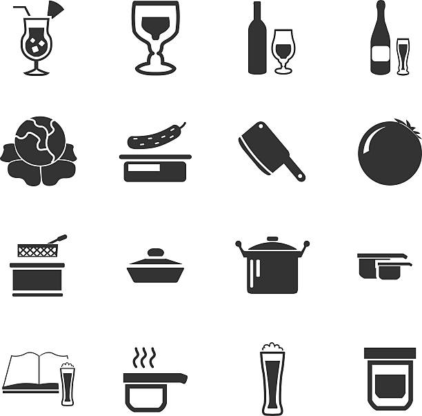 illustrations, cliparts, dessins animés et icônes de nourriture et cuisine ensemble d'icônes - kettle foods