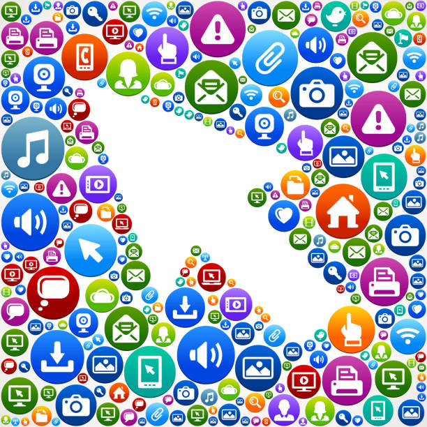 cursor technologie internet und web-media-symbol-muster - flag waveform computer icon icon set stock-grafiken, -clipart, -cartoons und -symbole