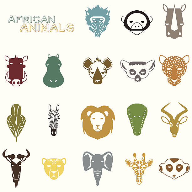 アフリカの動物の色のアイコン - ヌー点のイラスト素材／クリップアート素�材／マンガ素材／アイコン素材