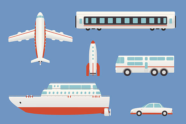 Transport Vector illustration transport set ferry nautical vessel industrial ship sailing ship stock illustrations