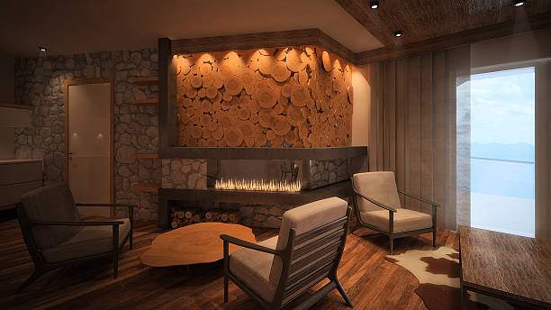 3d rendered image of a mountain apartment interior