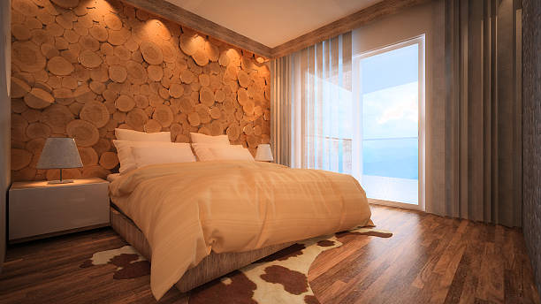3d rendered image of a mountain apartment bedroom