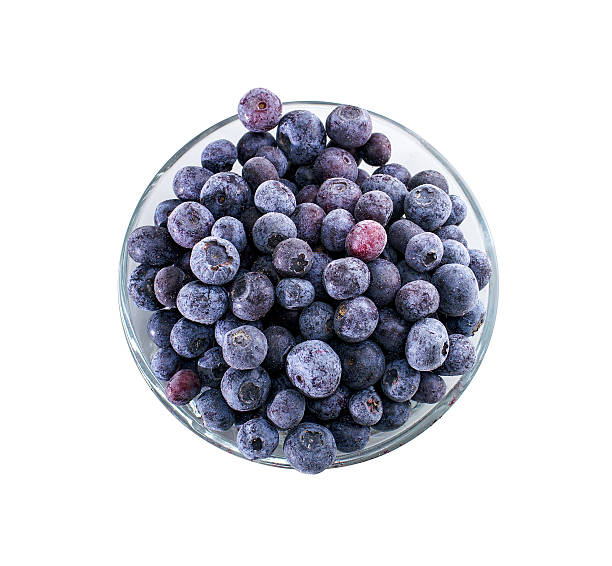 한 냉동상태의 국내 블루베리 고립 흰색 배경 - blue blueberry cold food descriptive color 뉴스 사진 이미지