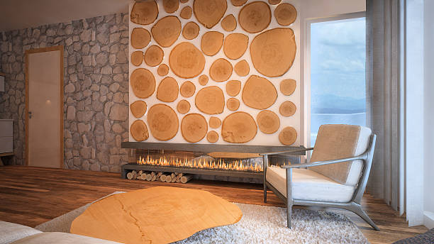 istock 3d rendered image of a fireplace inside mouintain apartment 506923506