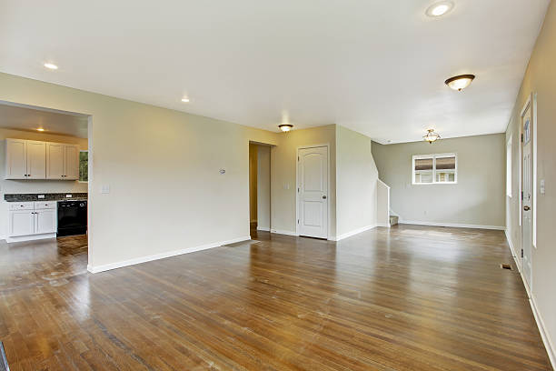 istock Soft ivory living room in empty house 506923761